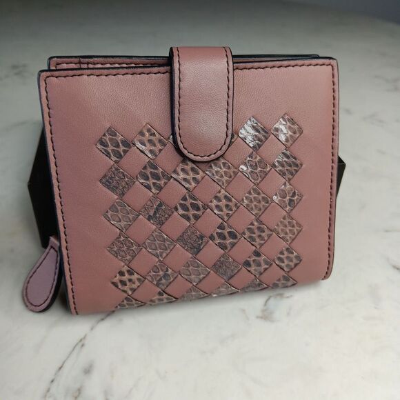 BOTTEGA VENETA two tone mauve pink leather INTRECCIATO Wallet Full Set - Picture 3 of 11